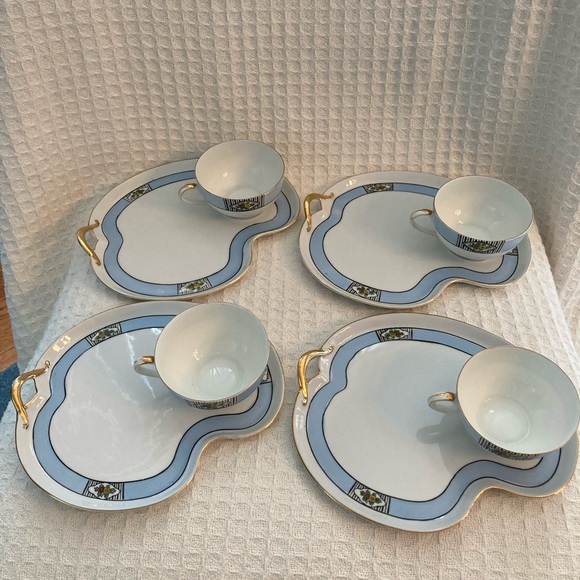 Vintage Noritake Snack Plates With Matching Cups Set Of